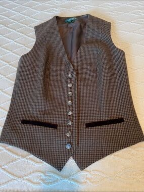 Wool Blend Houndstooth Vest by Lauren Ralph Lauren size XS